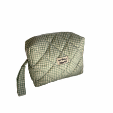 Load image into Gallery viewer, Light Green Gingham Cosmetic Pouch