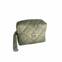 Load image into Gallery viewer, Light Green Gingham Cosmetic Pouch