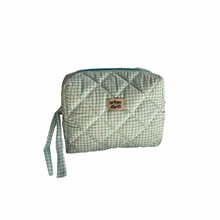 Load image into Gallery viewer, Turquoise Gingham Cosmetic Pouch