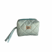 Load image into Gallery viewer, Turquoise Gingham Cosmetic Pouch
