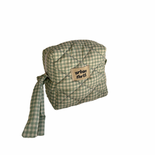 Load image into Gallery viewer, Light Green Gingham Cosmetic Pouch
