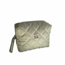Load image into Gallery viewer, Light Green Gingham Cosmetic Pouch