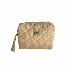 Load image into Gallery viewer, Striped Green & Pink Cosmetic Pouch