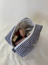 Load image into Gallery viewer, Blue Gingham Cosmetic Pouch
