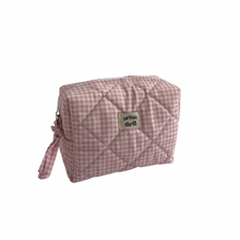 Load image into Gallery viewer, Light Pink Gingham Cosmetic Pouch