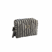Load image into Gallery viewer, Grey & White Striped Cosmetic Pouch