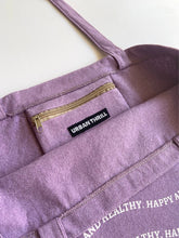 Load image into Gallery viewer, *IMPERFECT ITEM* Happy and Healthy Lilac Tote Bag