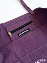 Load image into Gallery viewer, Happy and Healthy Dark Purple Tote Bag