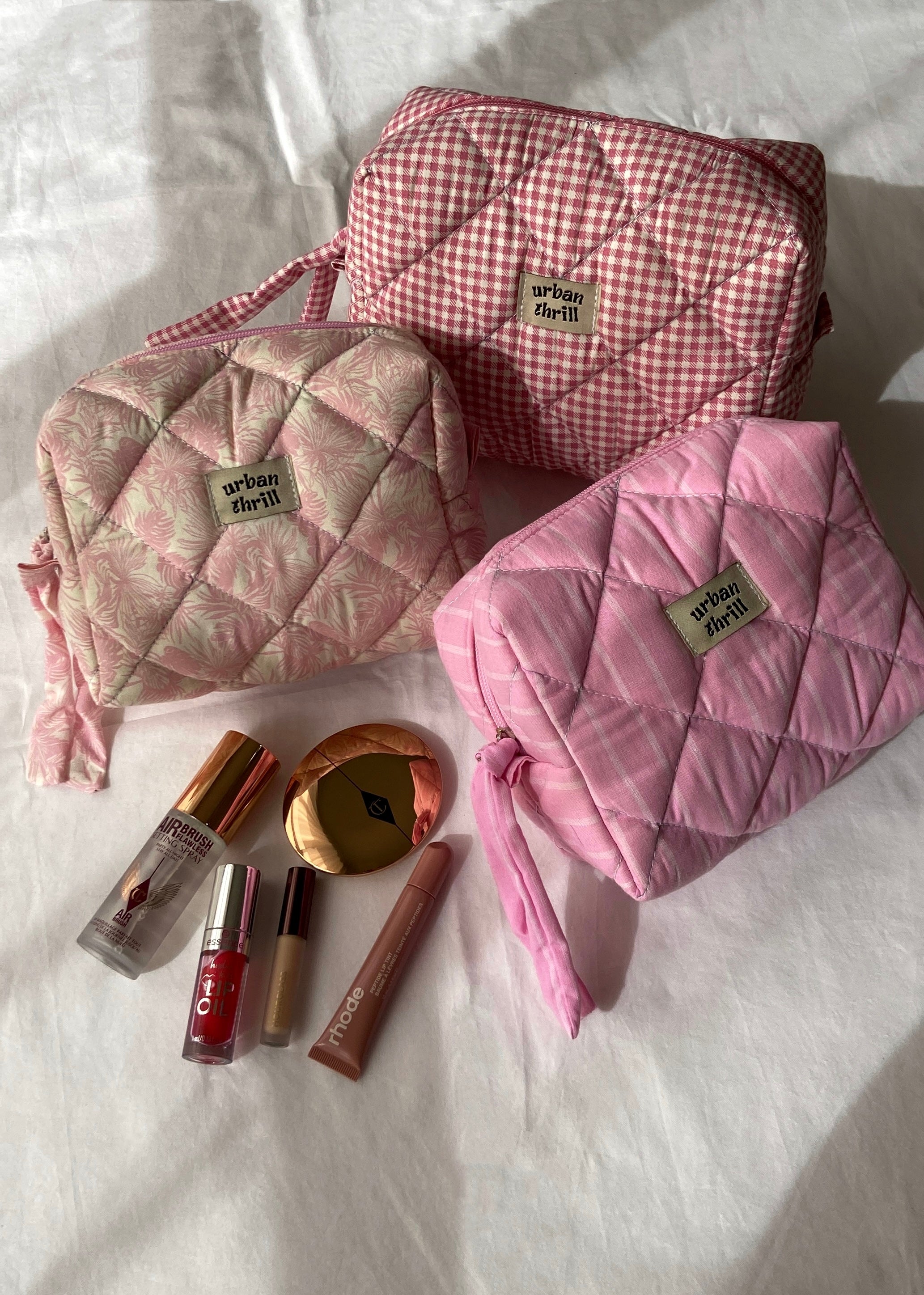 Striped Pink Cosmetic Pouch