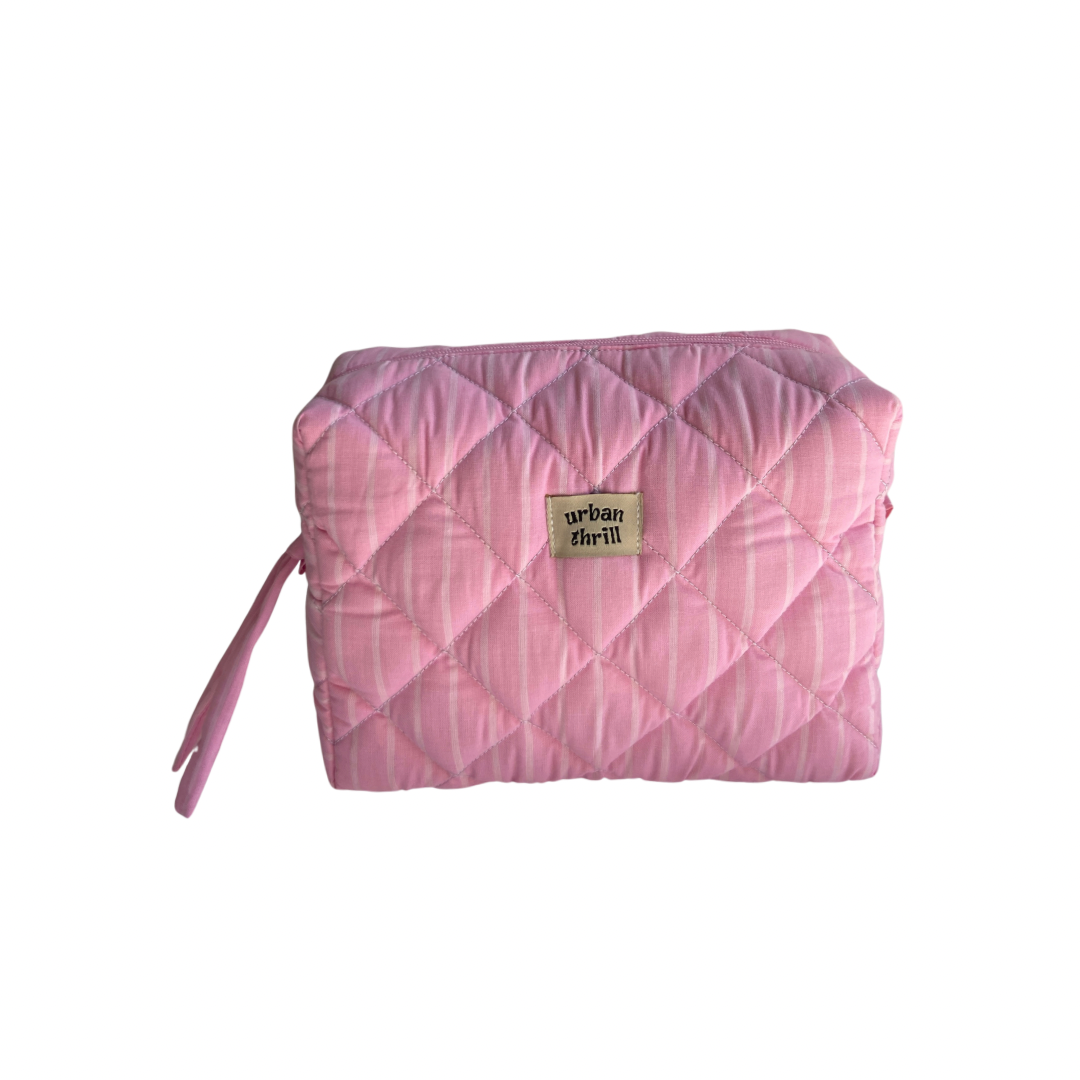 Striped Pink Cosmetic Pouch