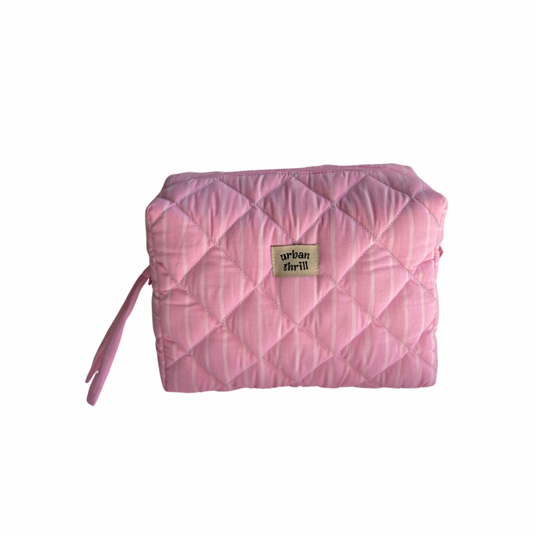 Striped Pink Cosmetic Pouch