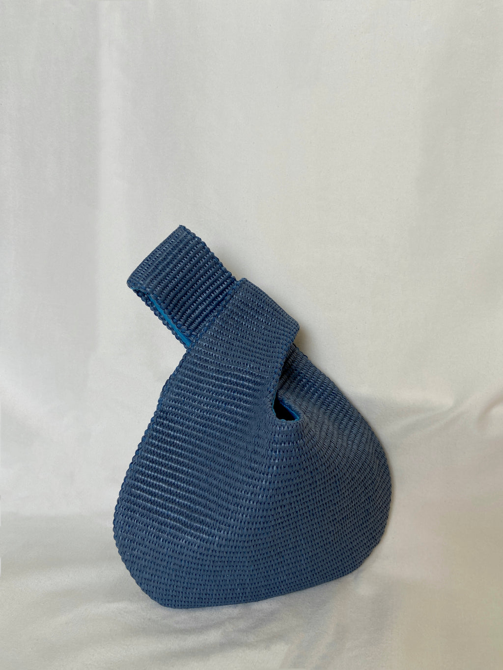 Blue Raffia Knot Bag