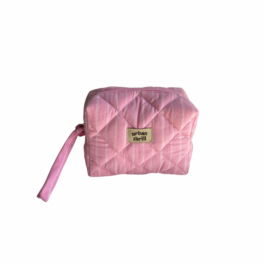 Striped Pink Cosmetic Pouch