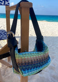 Blue Raffia Shoulder Bag