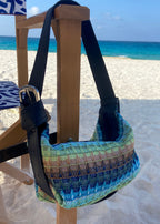 Blue Raffia Shoulder Bag