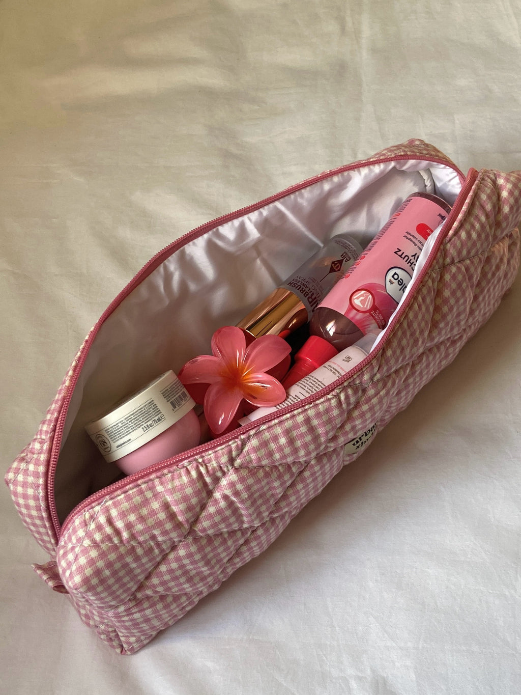 Pink Gingham Hair Tools Pouch