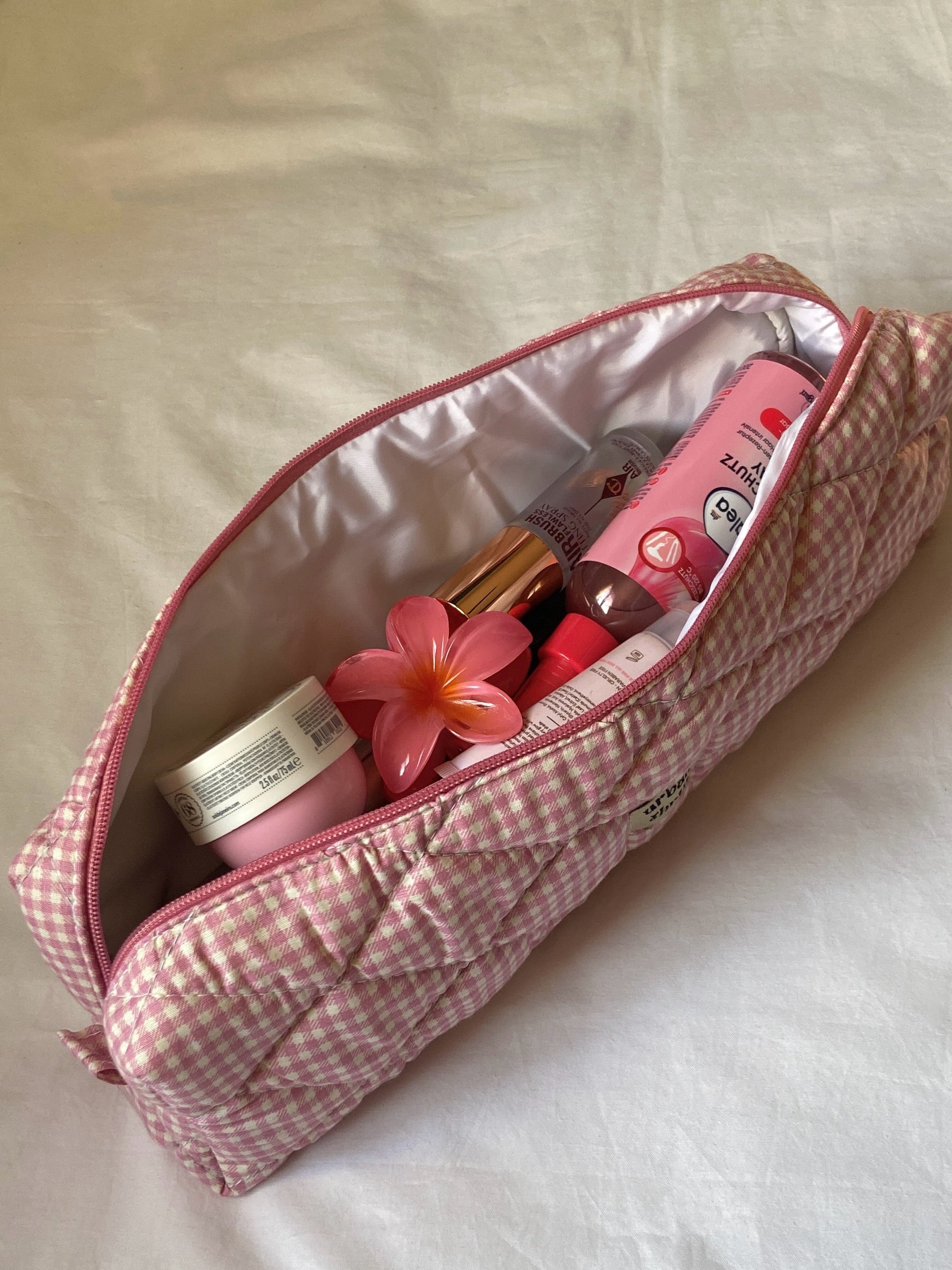 Pink Gingham Hair Tools Pouch