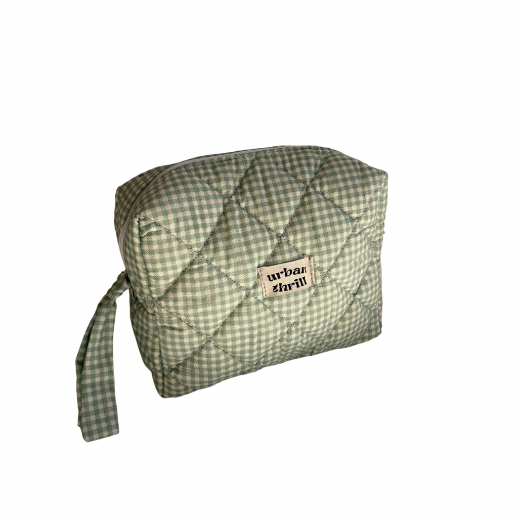 Light Green Gingham Cosmetic Pouch