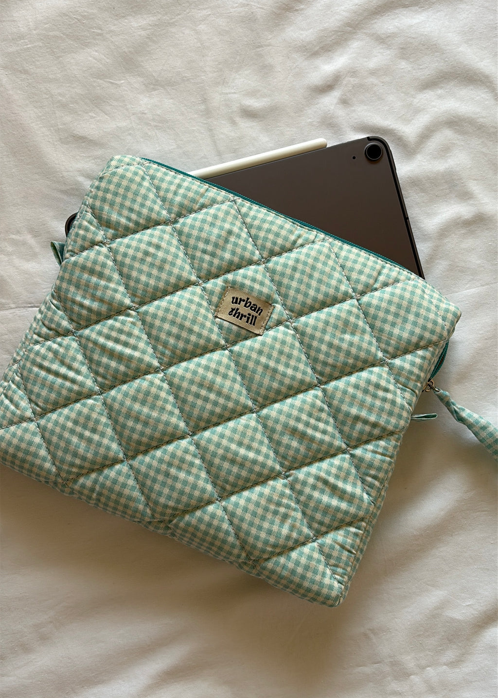 Turquoise Gingham iPad Sleeve