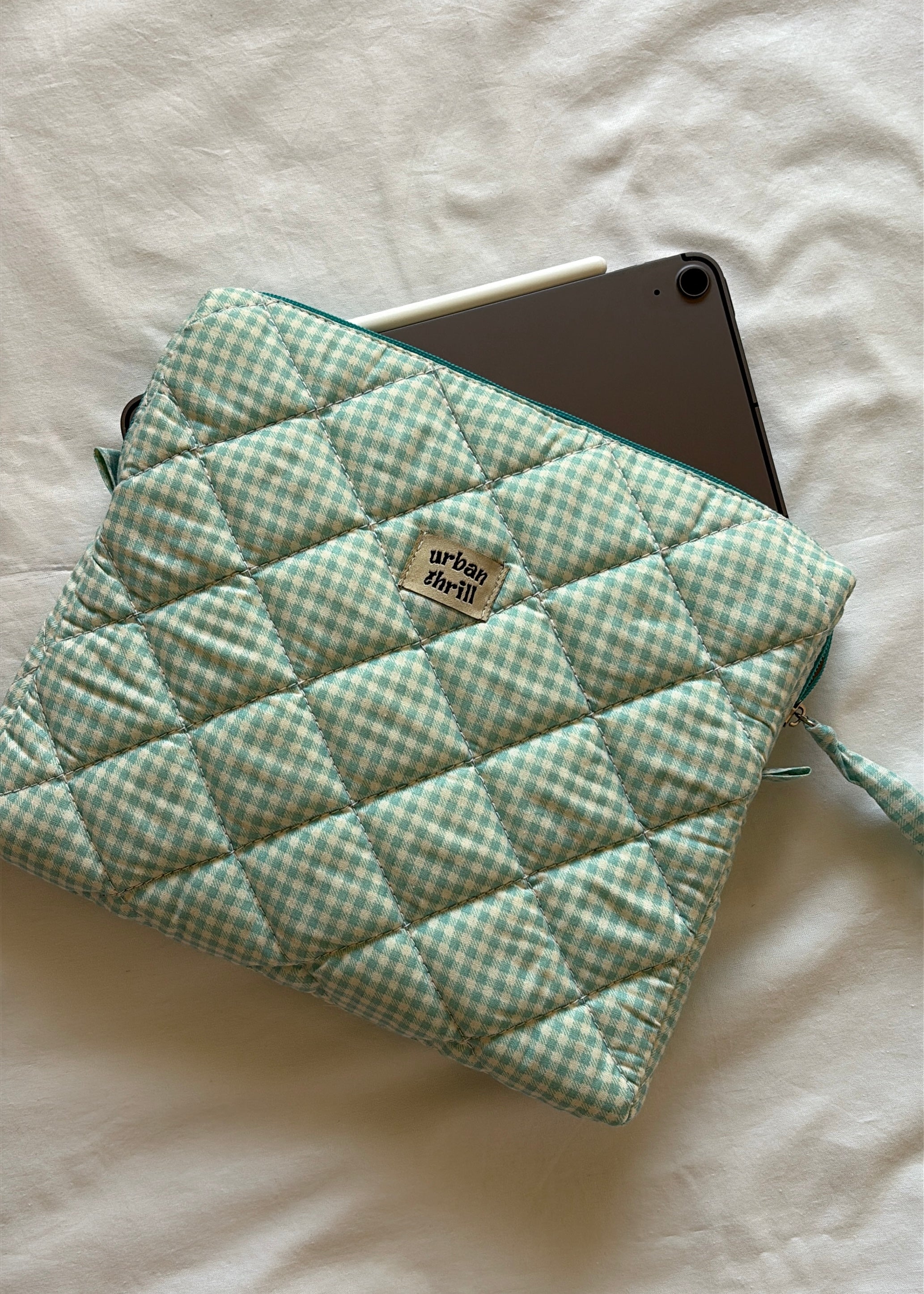 Turquoise Gingham iPad Sleeve