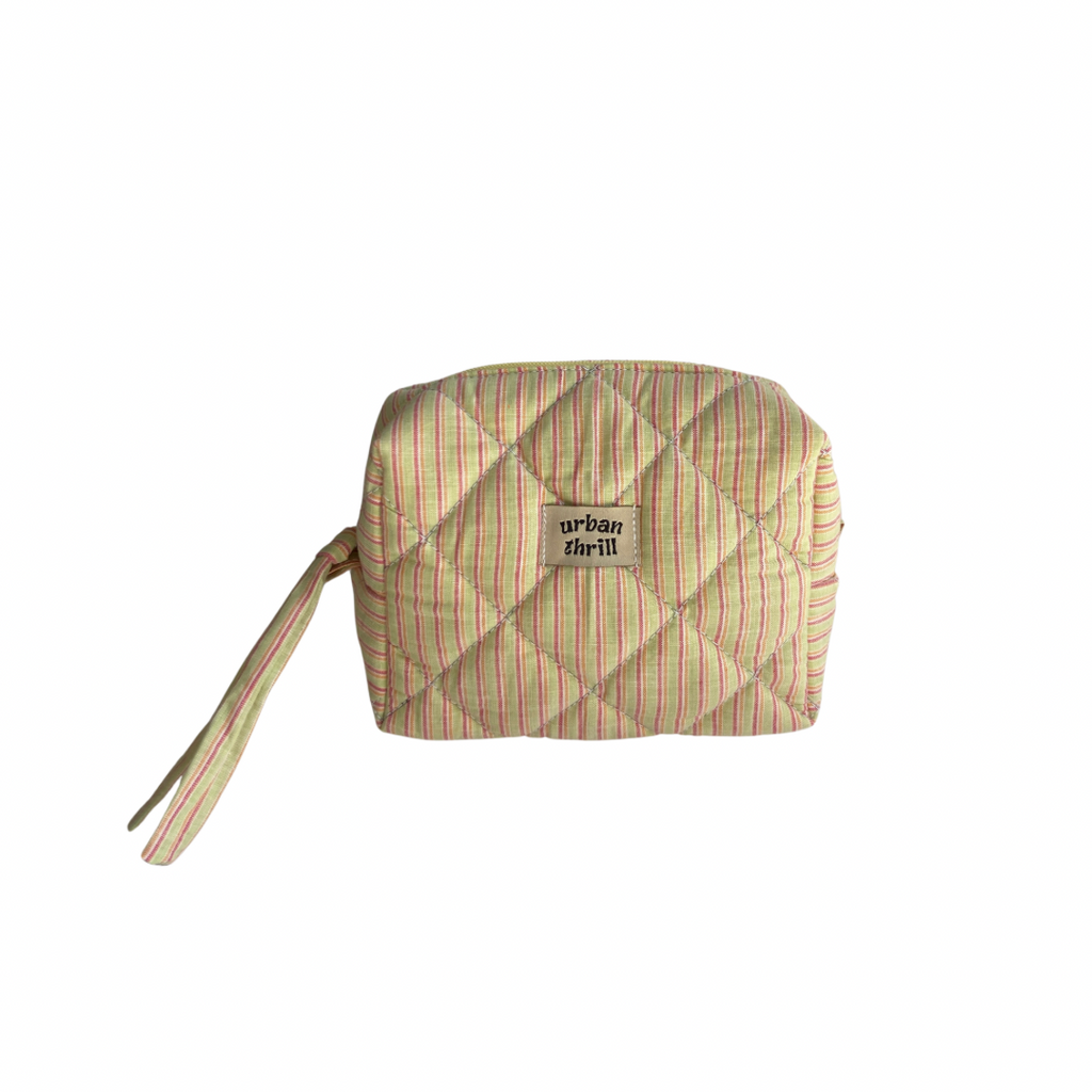 Striped Green & Pink Cosmetic Pouch