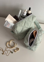 Light Green Gingham Cosmetic Pouch