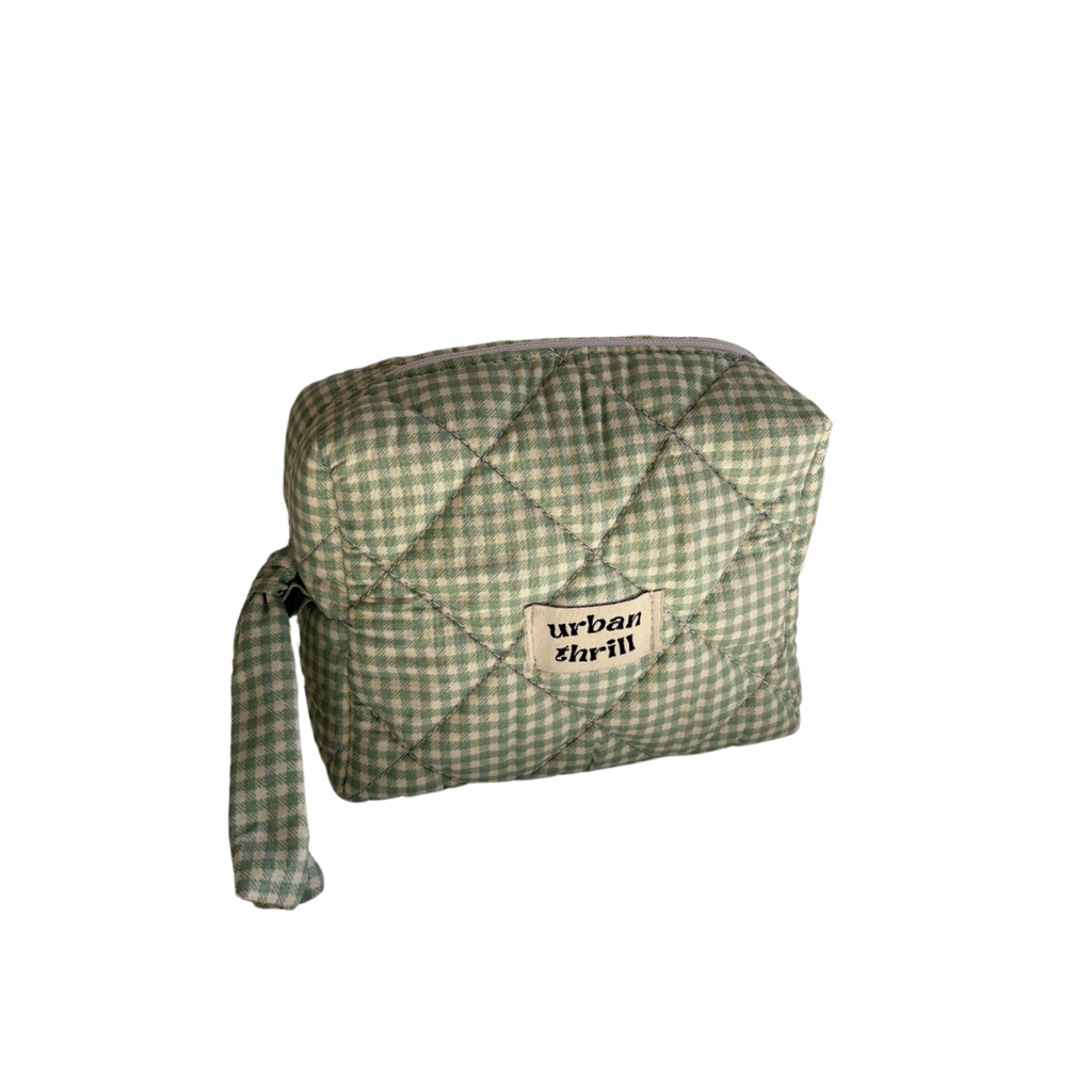 Light Green Gingham Cosmetic Pouch