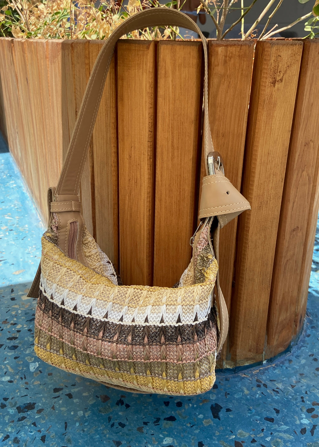 Brown Raffia Shoulder Bag