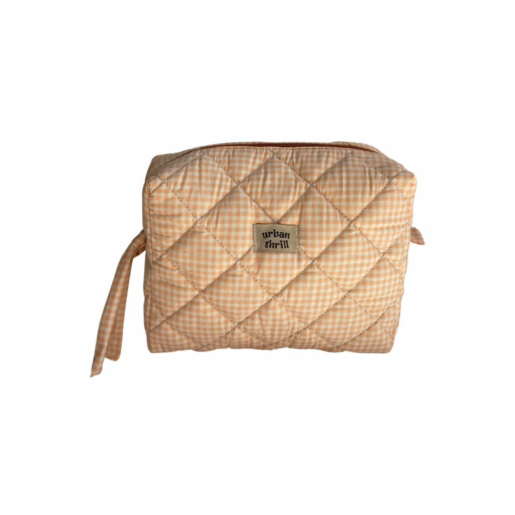 Peach Gingham Cosmetic Pouch