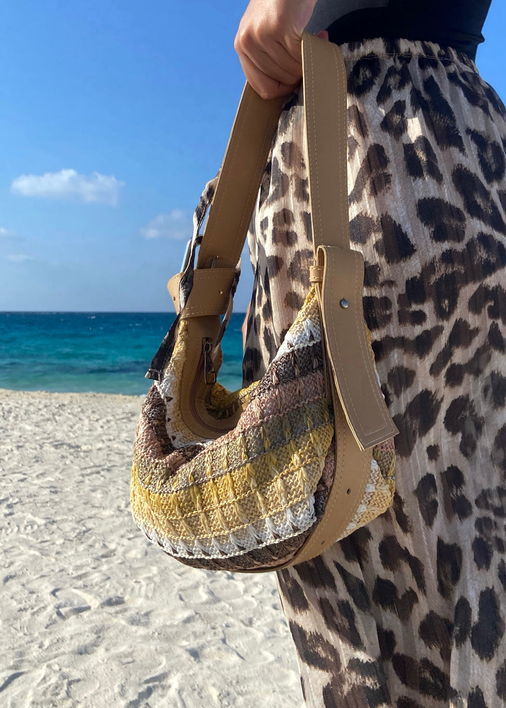 Brown Raffia Shoulder Bag
