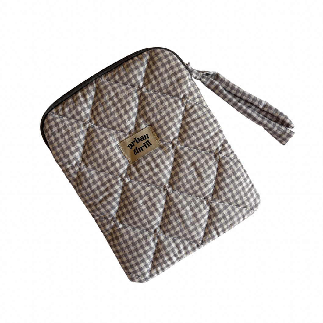 Grey Gingham Kindle Case