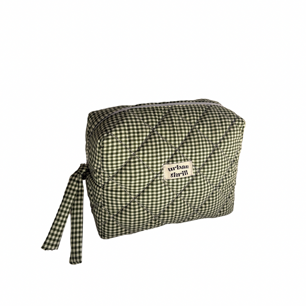 Green Gingham Cosmetic Pouch