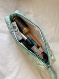 Turquoise Gingham Hair Tools Pouch