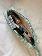 Turquoise Gingham Hair Tools Pouch