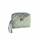 Turquoise Gingham Cosmetic Pouch