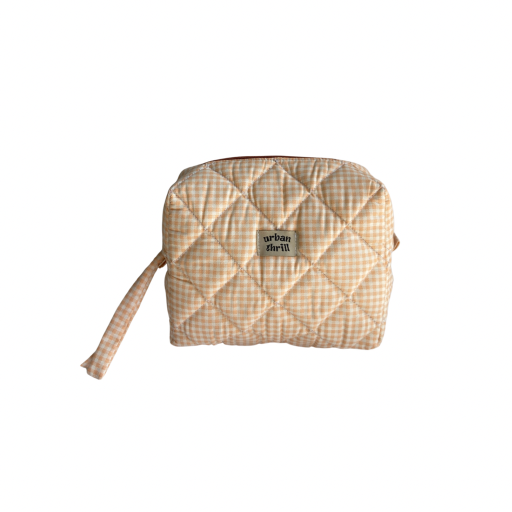 Peach Gingham Cosmetic Pouch