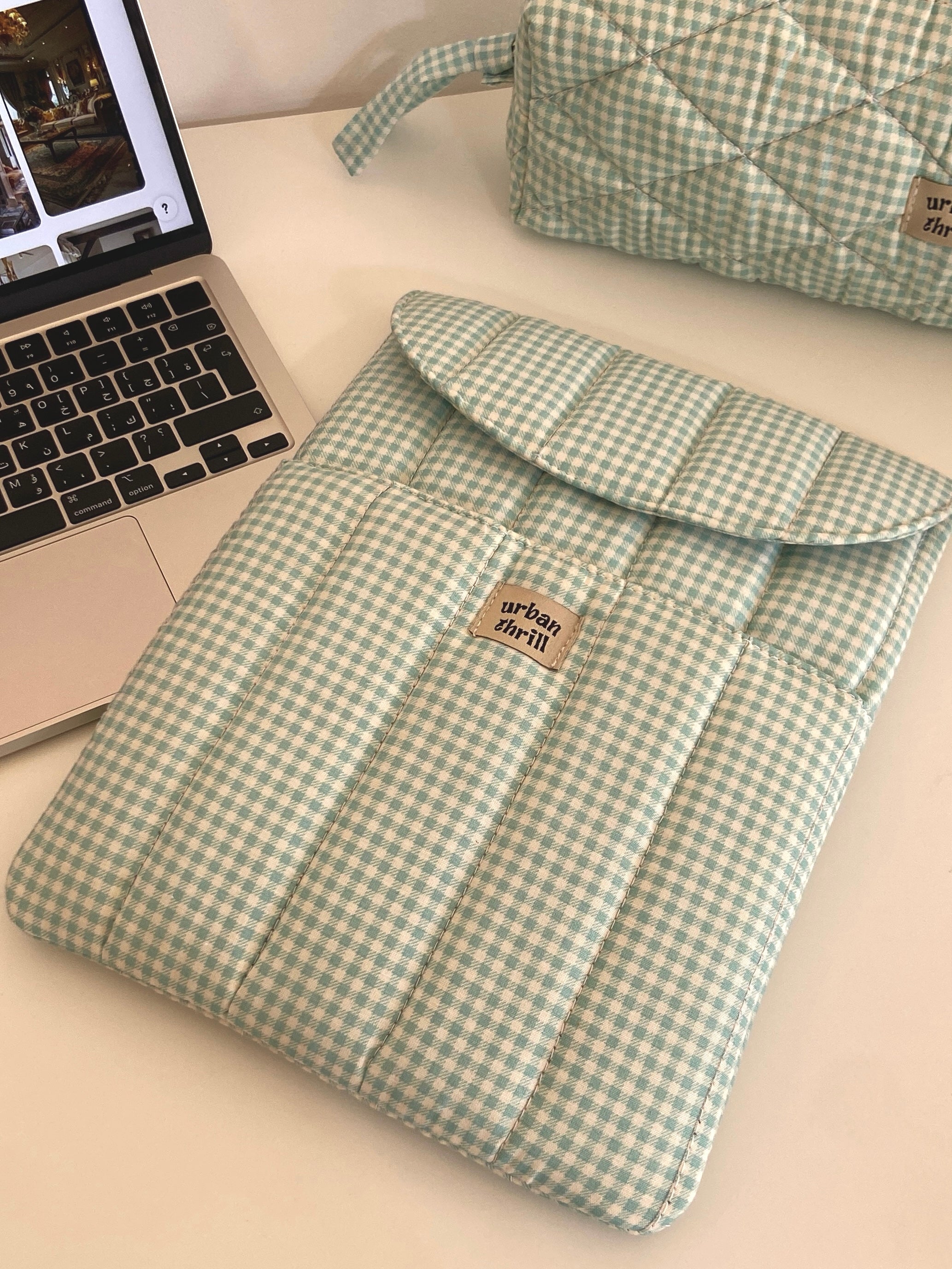 Turquoise Gingham Laptop Sleeve