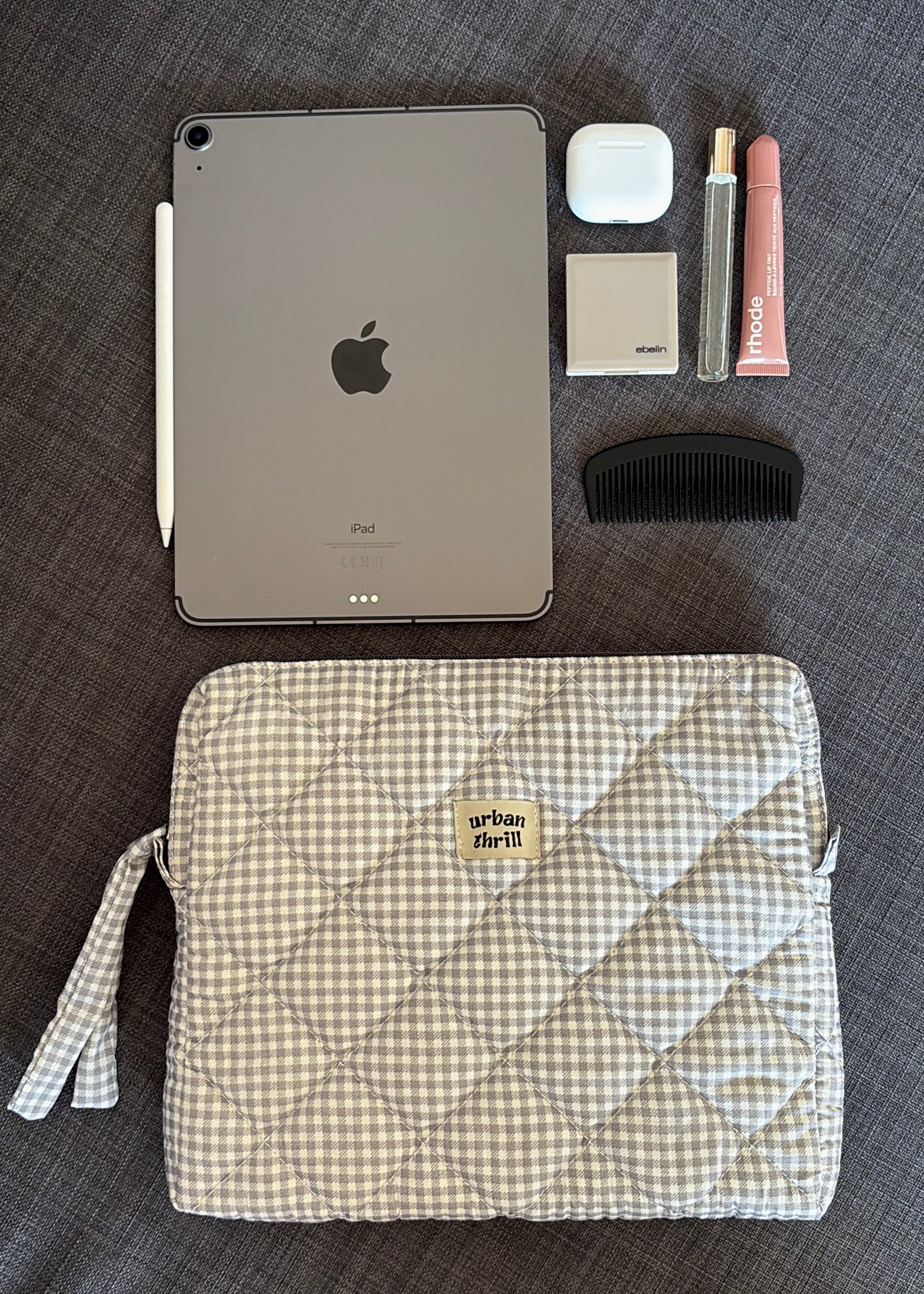 Grey Gingham iPad Sleeve