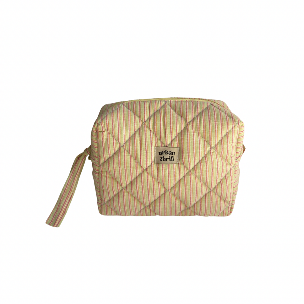Striped Green & Pink Cosmetic Pouch