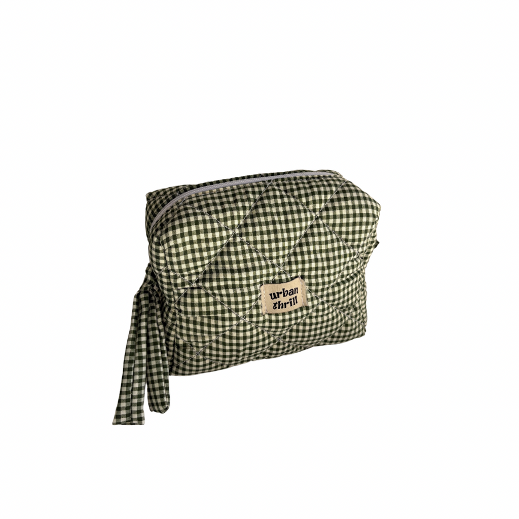 Green Gingham Cosmetic Pouch