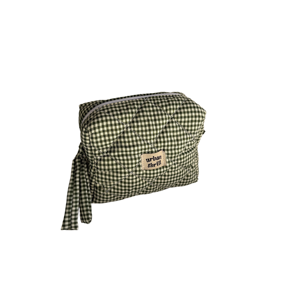 Green Gingham Cosmetic Pouch