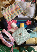 Turquoise Gingham Cosmetic Pouch
