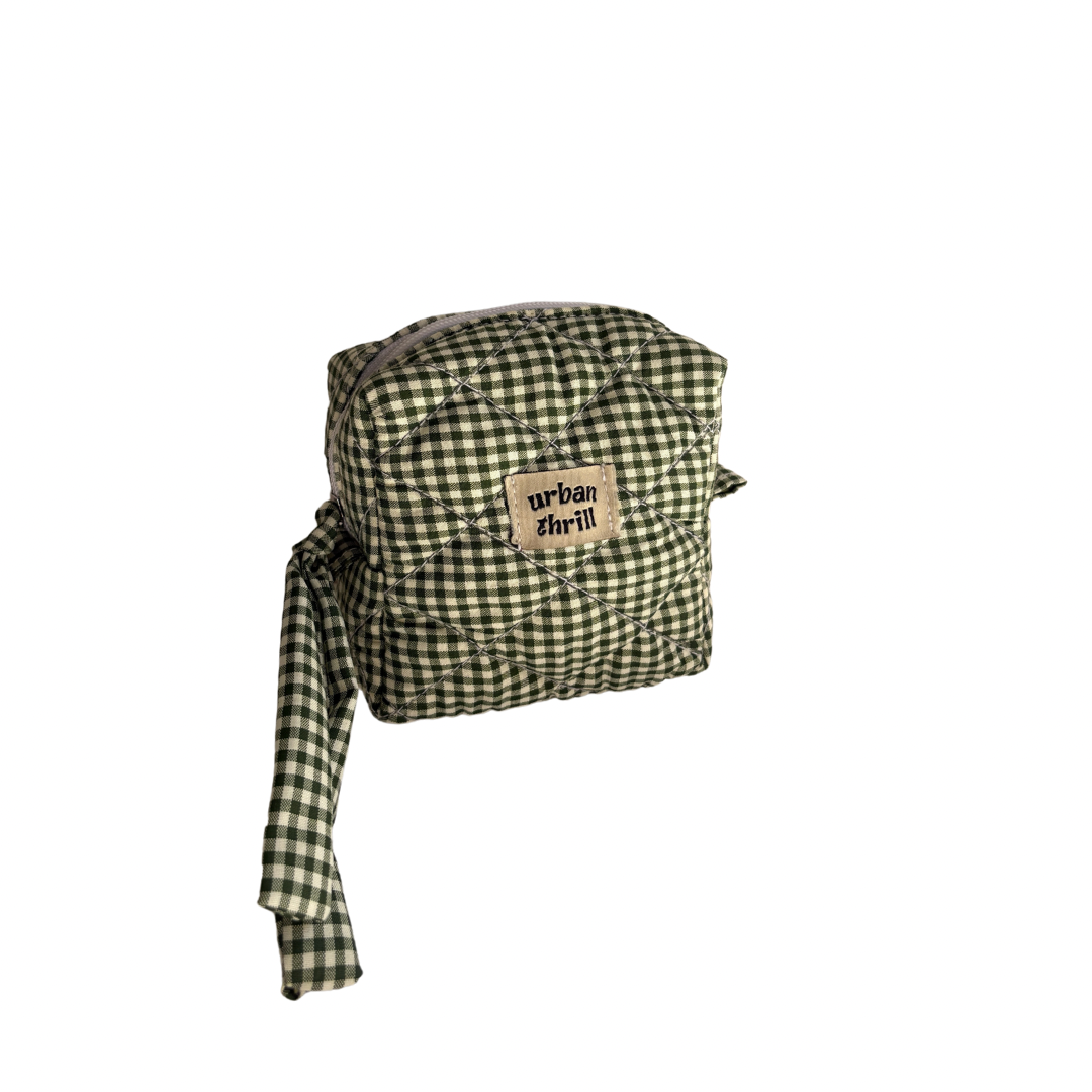 Green Gingham Cosmetic Pouch