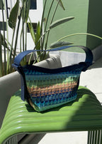 Blue Raffia Shoulder Bag