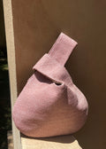 Pink Raffia Knot Bag