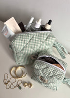 Light Green Gingham Cosmetic Pouch