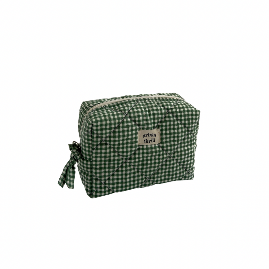 Green Gingham Cosmetic Pouch