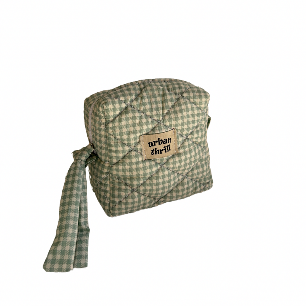 Light Green Gingham Cosmetic Pouch