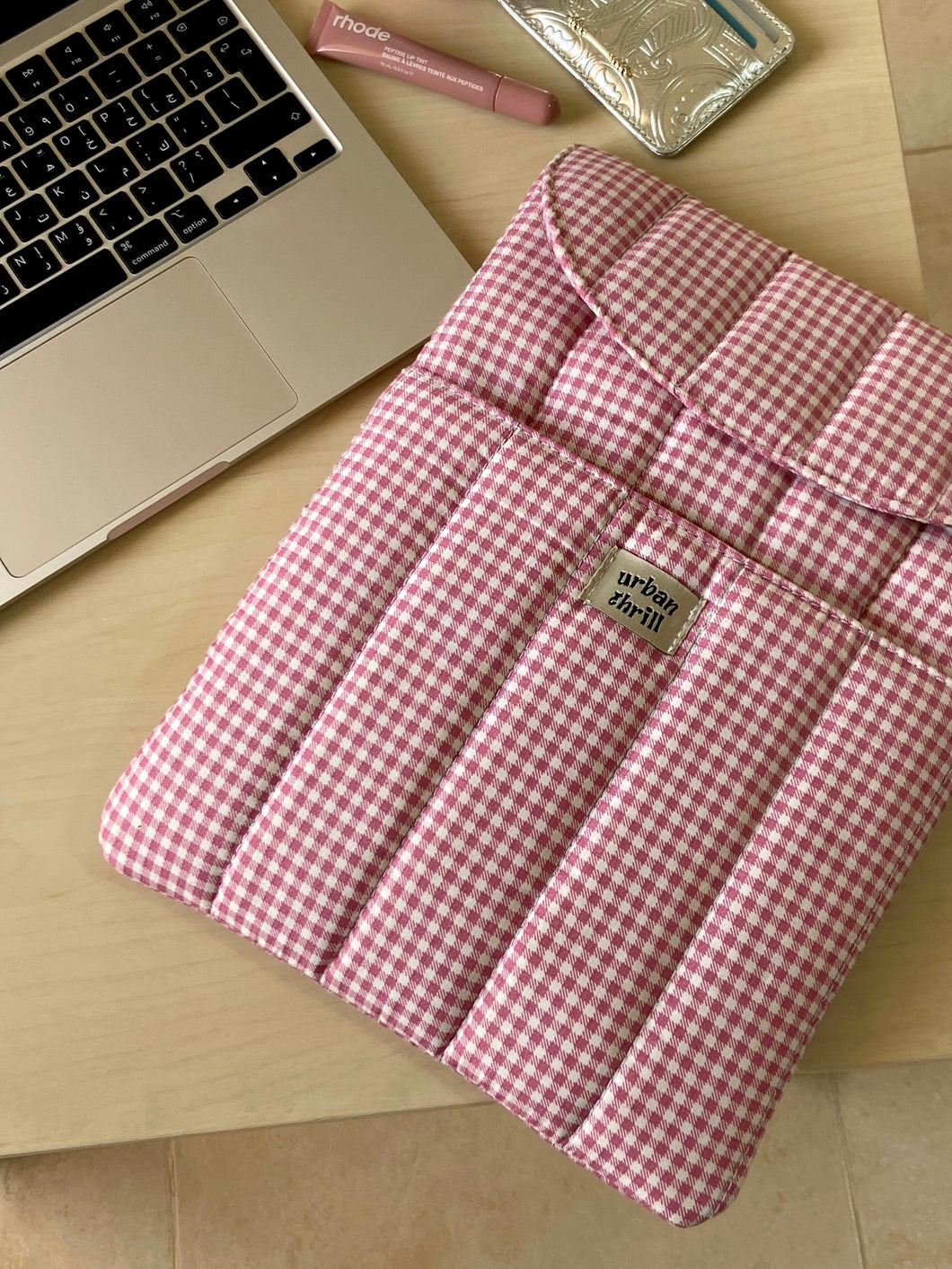 Hot Pink Gingham Laptop Sleeve