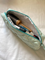 Turquoise Gingham Hair Tools Pouch
